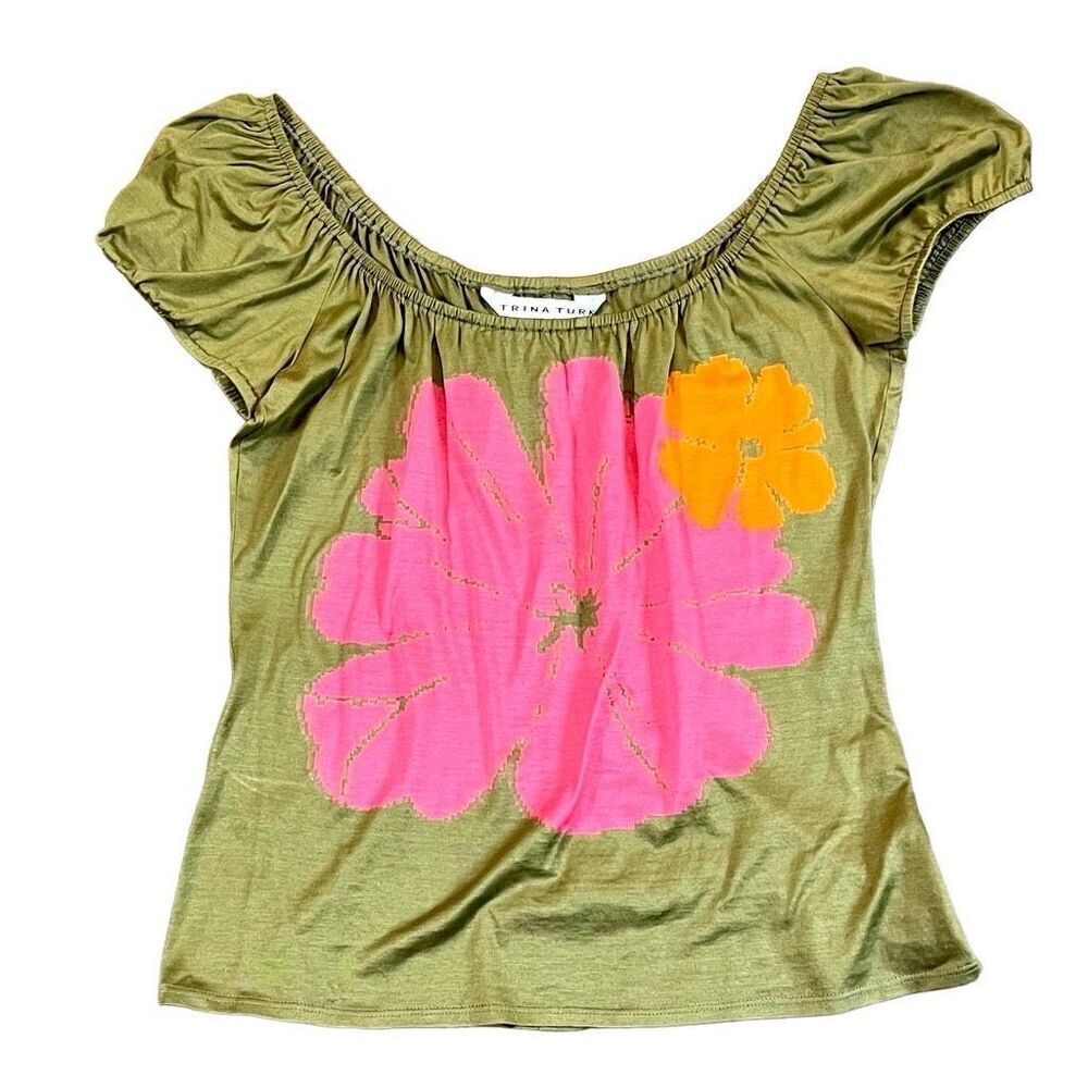 Trina Turk Floral Bohemian Elastic Off-the-Shoulders Top Small